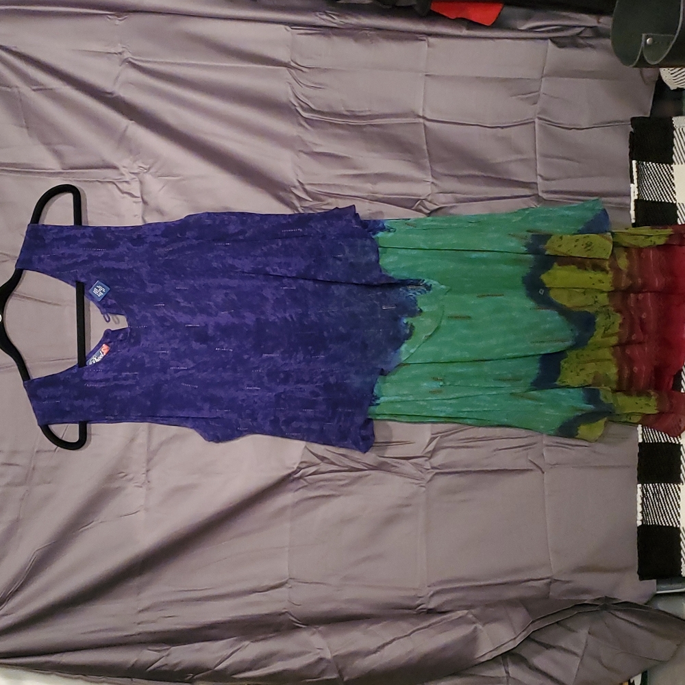 Vintage Phool Layered Flowy Shift Ombre Handkerchief Boho Dress